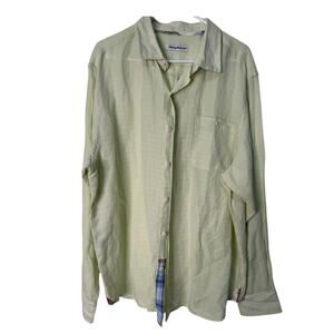 Tommy Bahama Mens Linen Blend XL Summer Beach Vacation Button Down Shirt Green